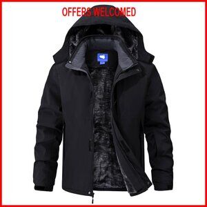Men's Waterproof Ski Jacket Fleece Lined Insulated Parka with Hood